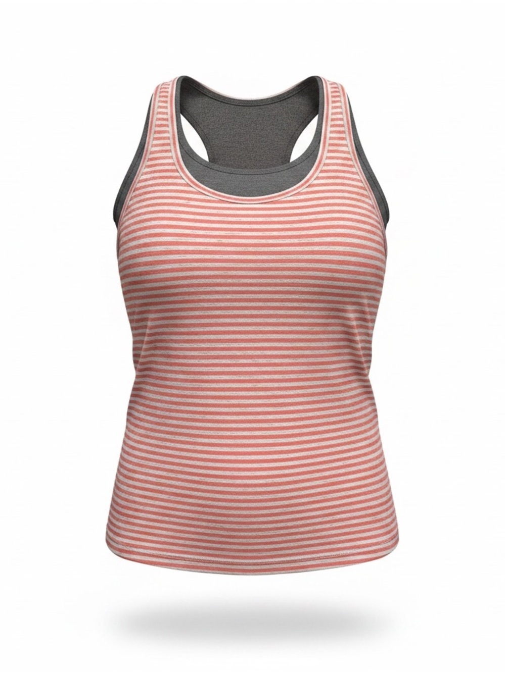 CALIA by Carrie Underwood Coral and White Striped Racerback Tank